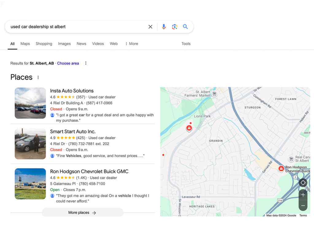 Insta Auto Solutions map results