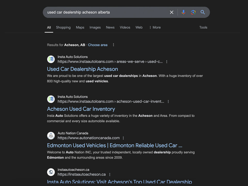 Insta Auto Solutions search results