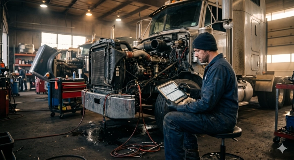 Digital work orders powered by repair shop automation in a diesel repair facility