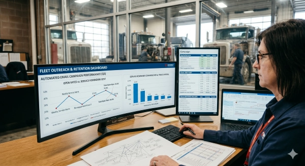 Personalized fleet account emails and automated outreach strategy dashboard
